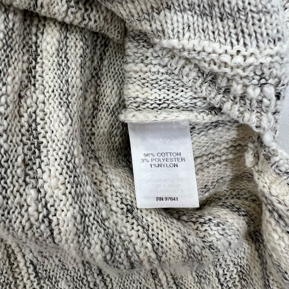 J.Jill Cream Cotton Grey Button Back Sweater With Fringe Tunic Size Medium - Picture 11 of 12